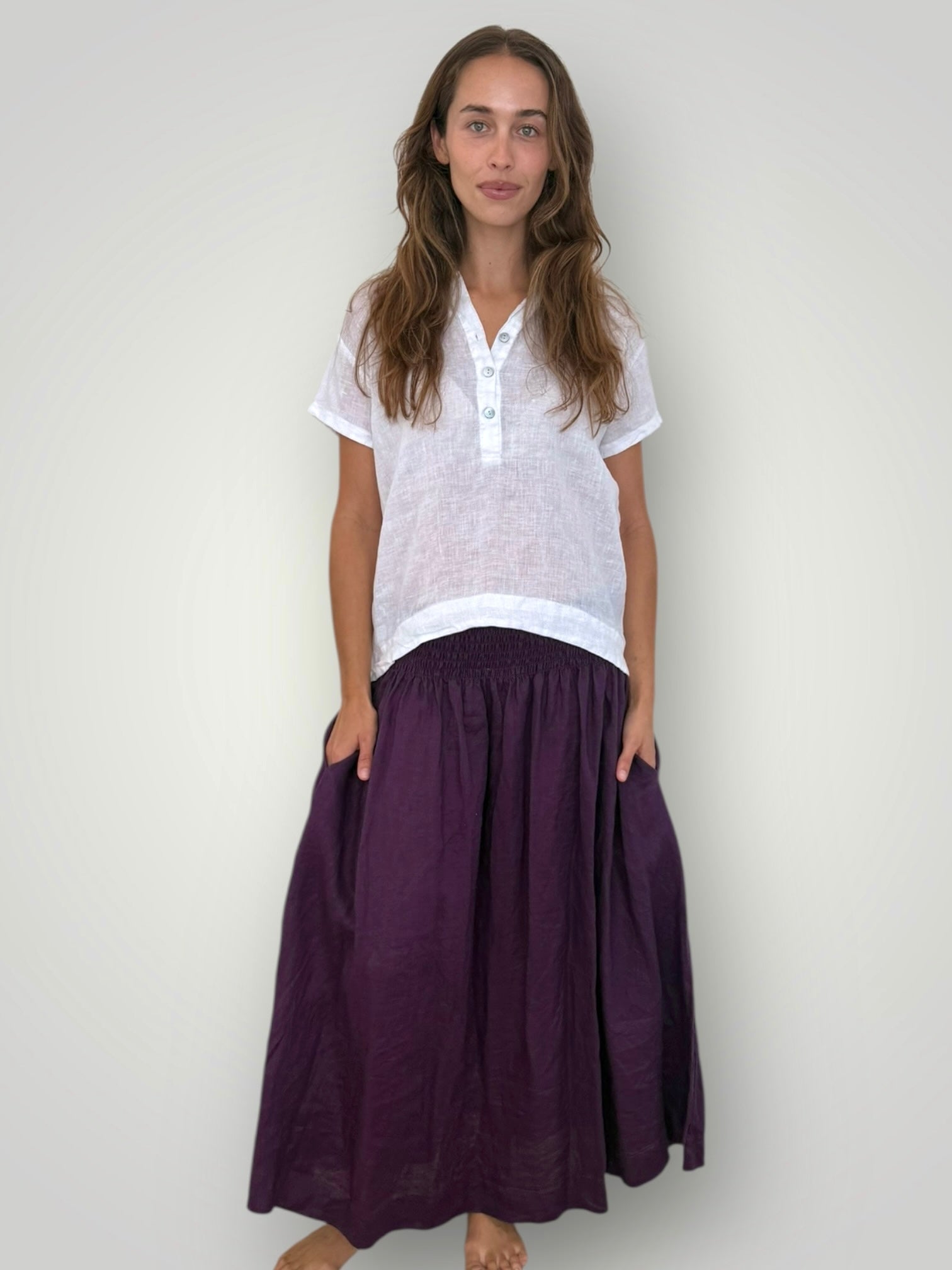 lulu skirt - eggplant linen Apparel