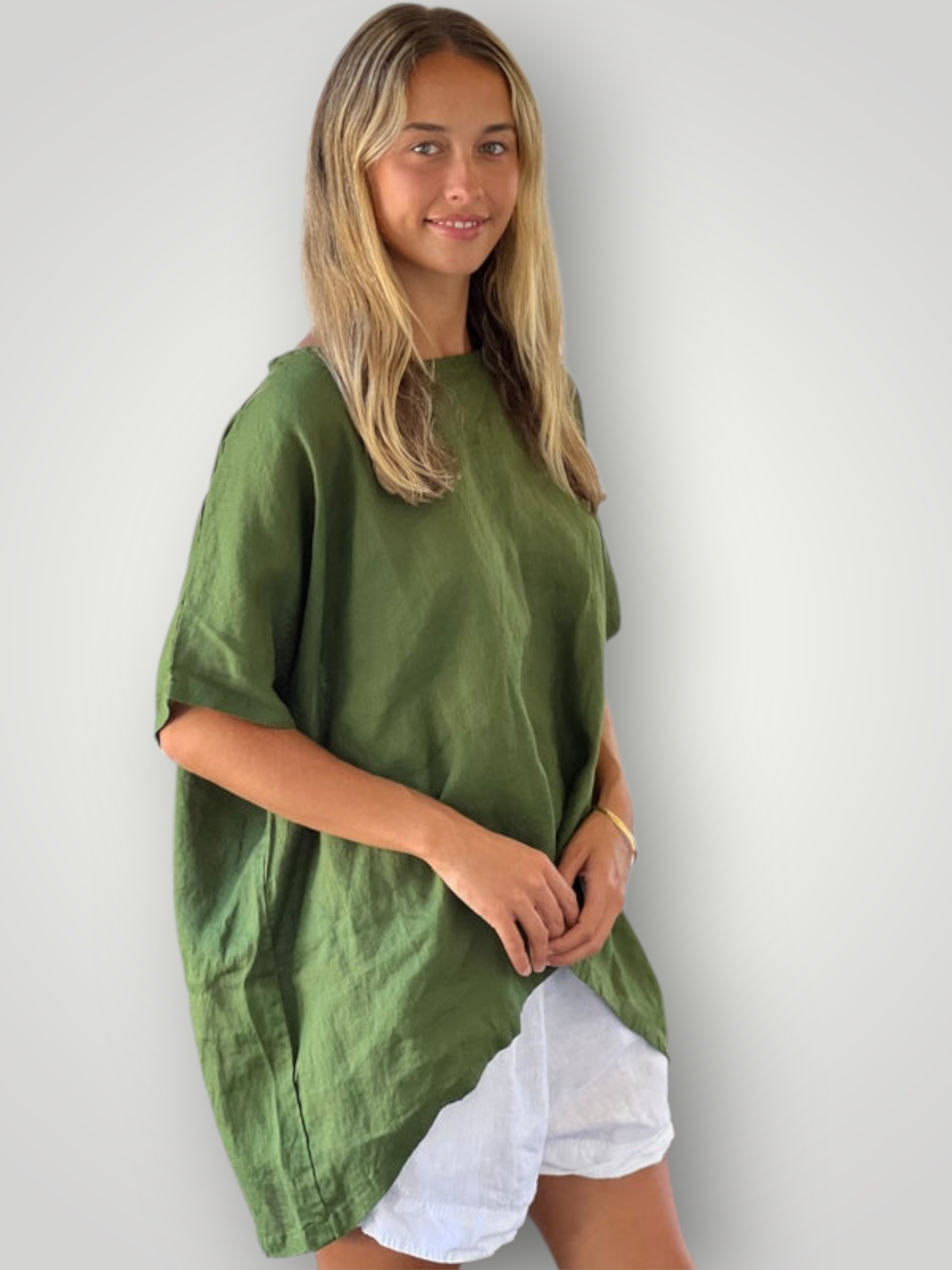 rachael top- moss linen