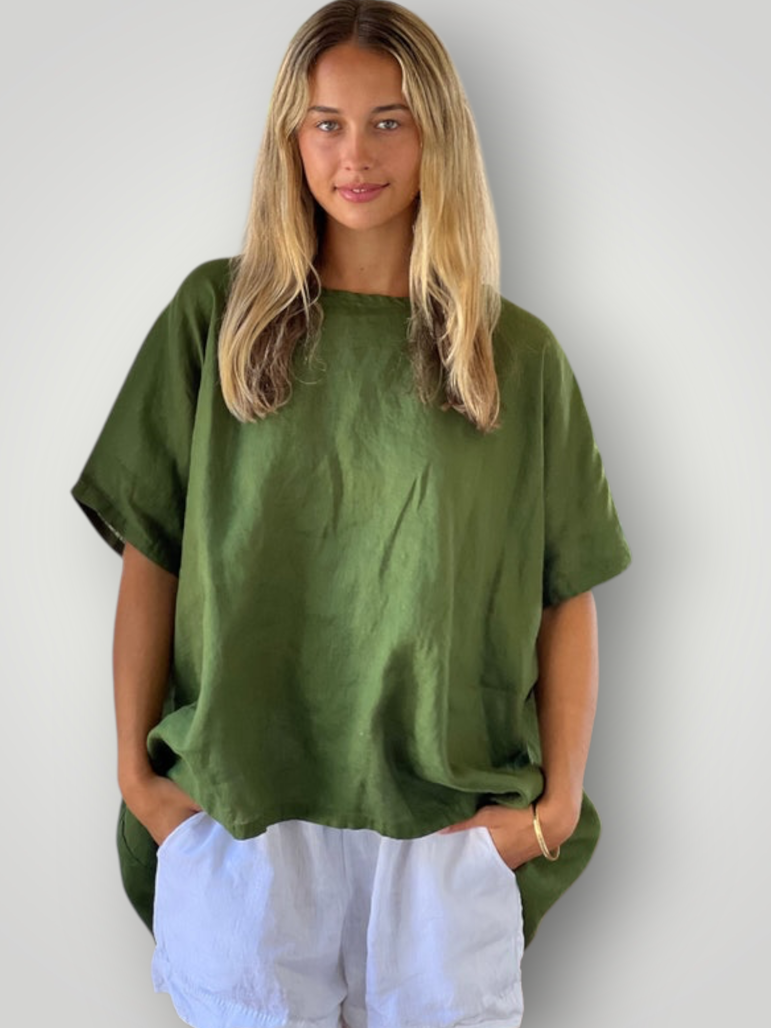 rachael top- moss linen
