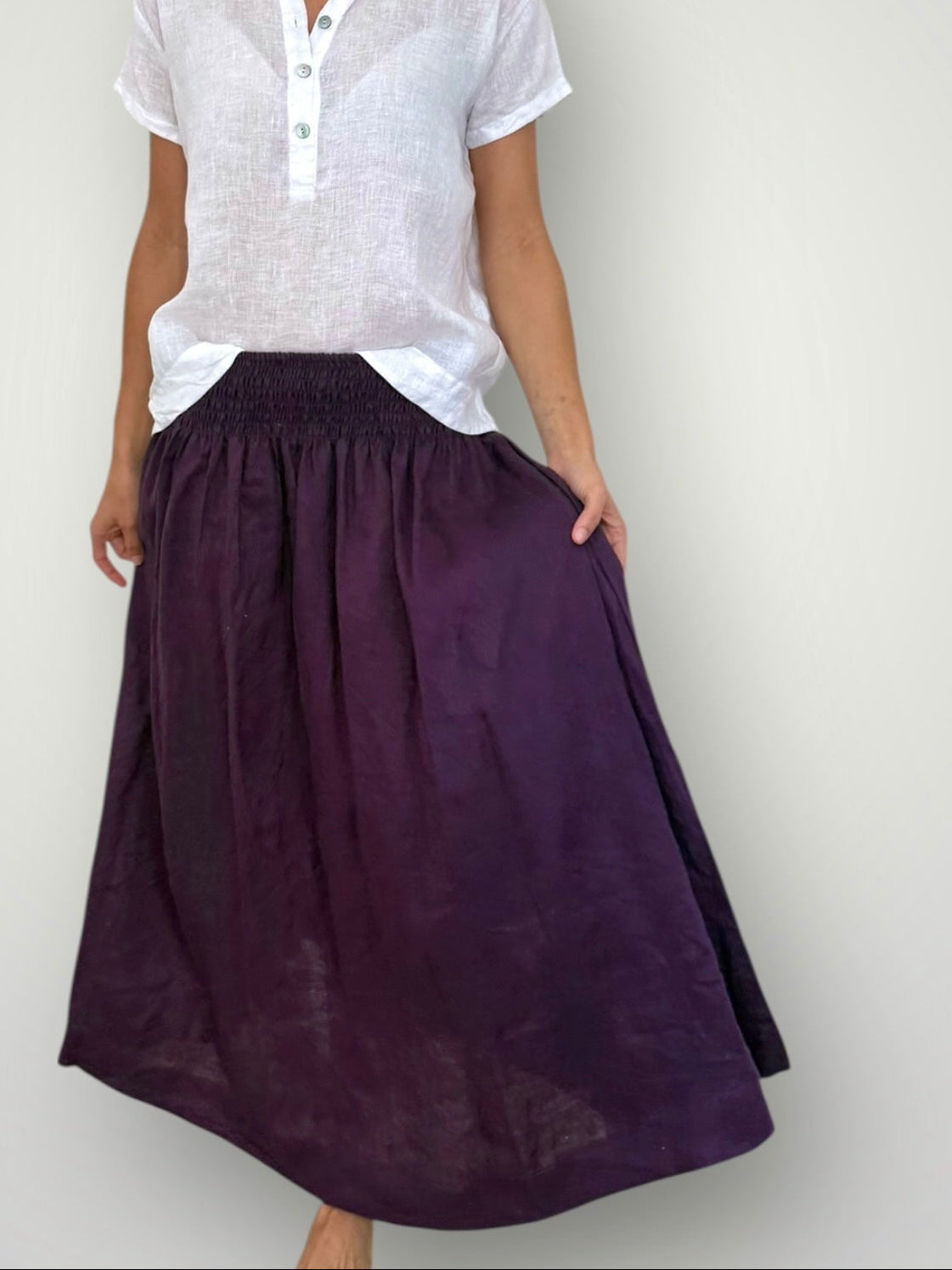 lulu skirt - eggplant linen Apparel