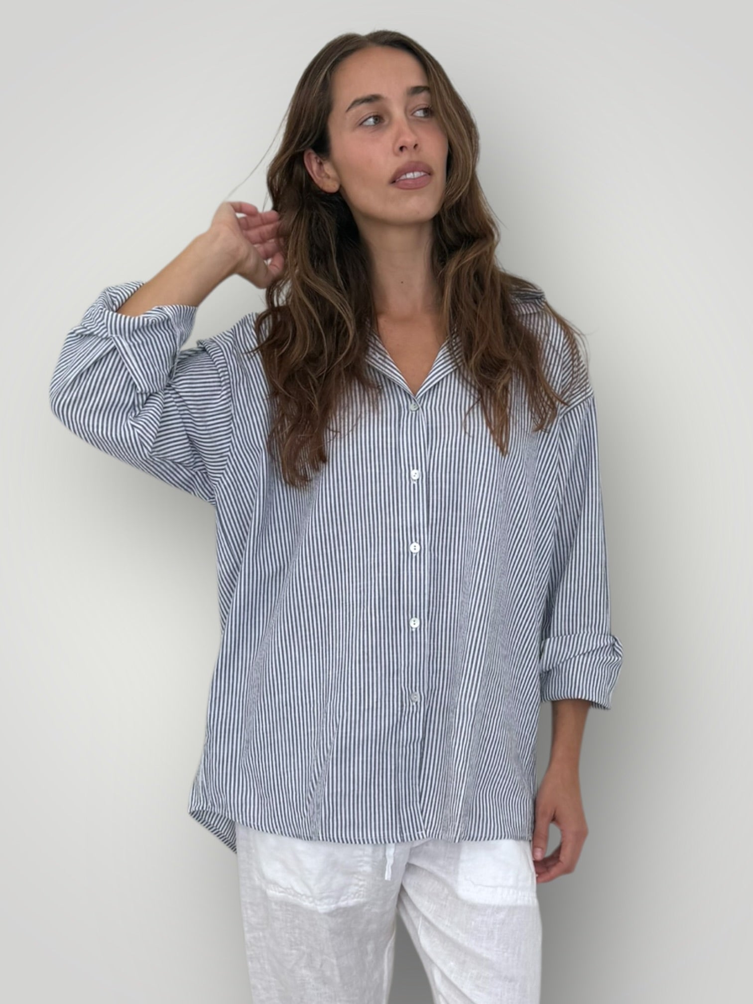 jordan shirt-fine grey stripe cotton