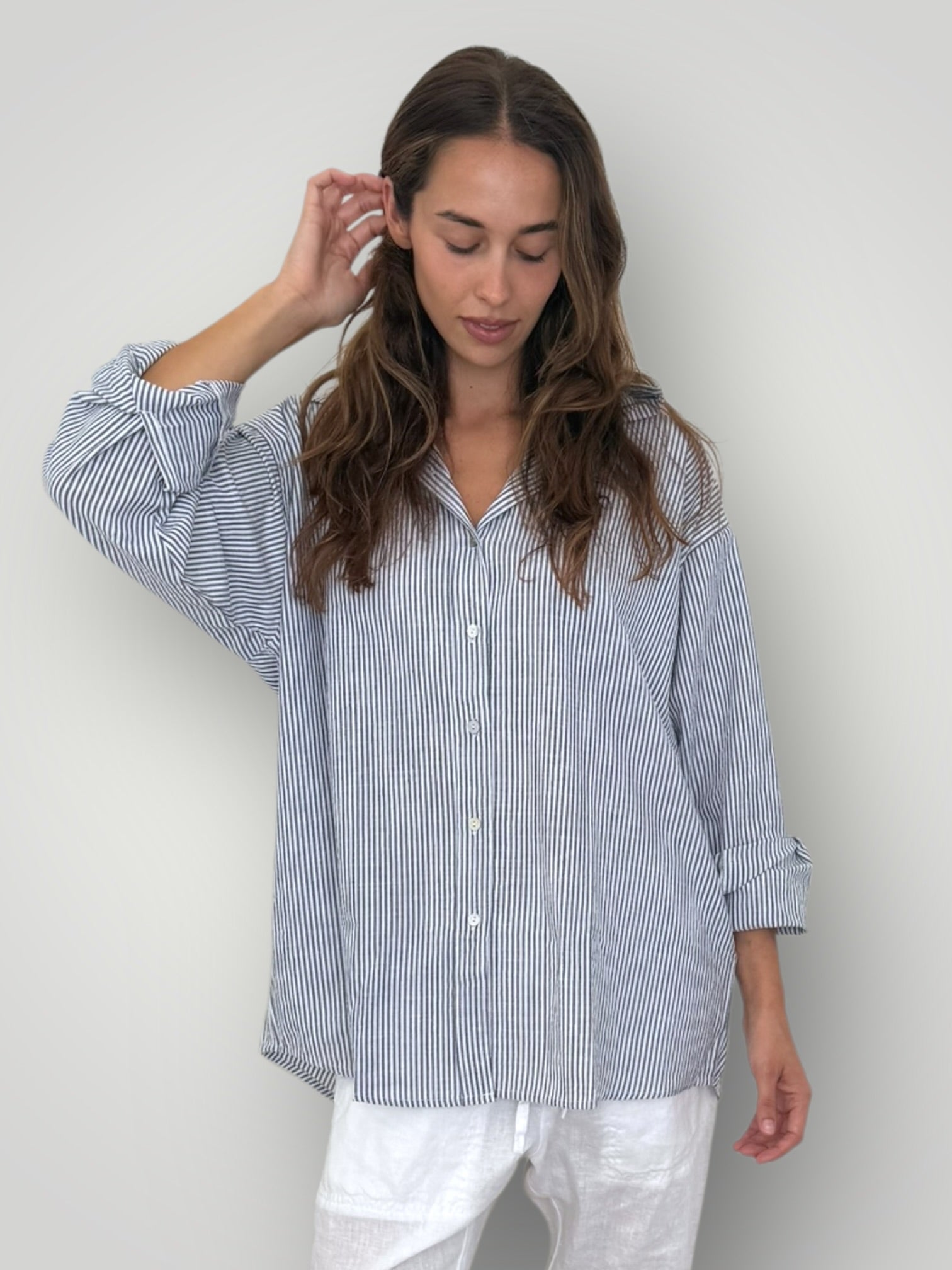 jordan shirt-fine grey stripe cotton