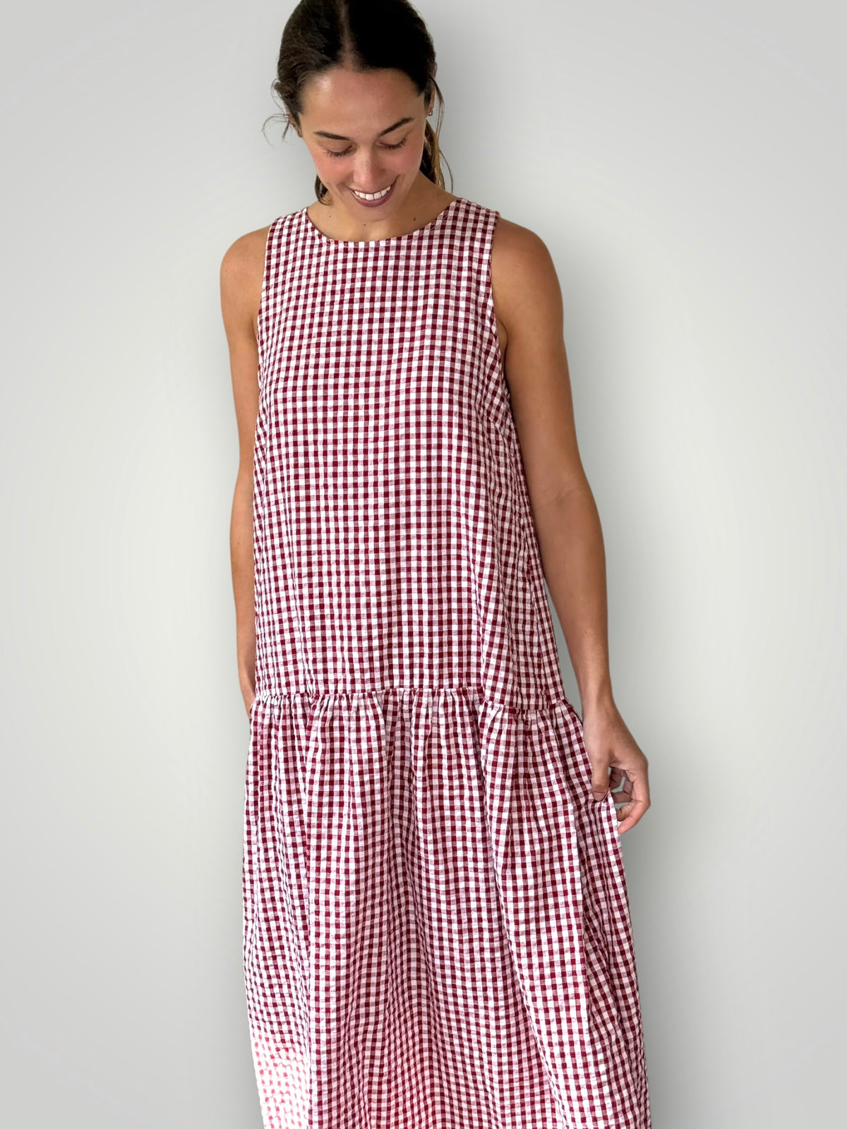 anna dress - red gingham cotton Apparel