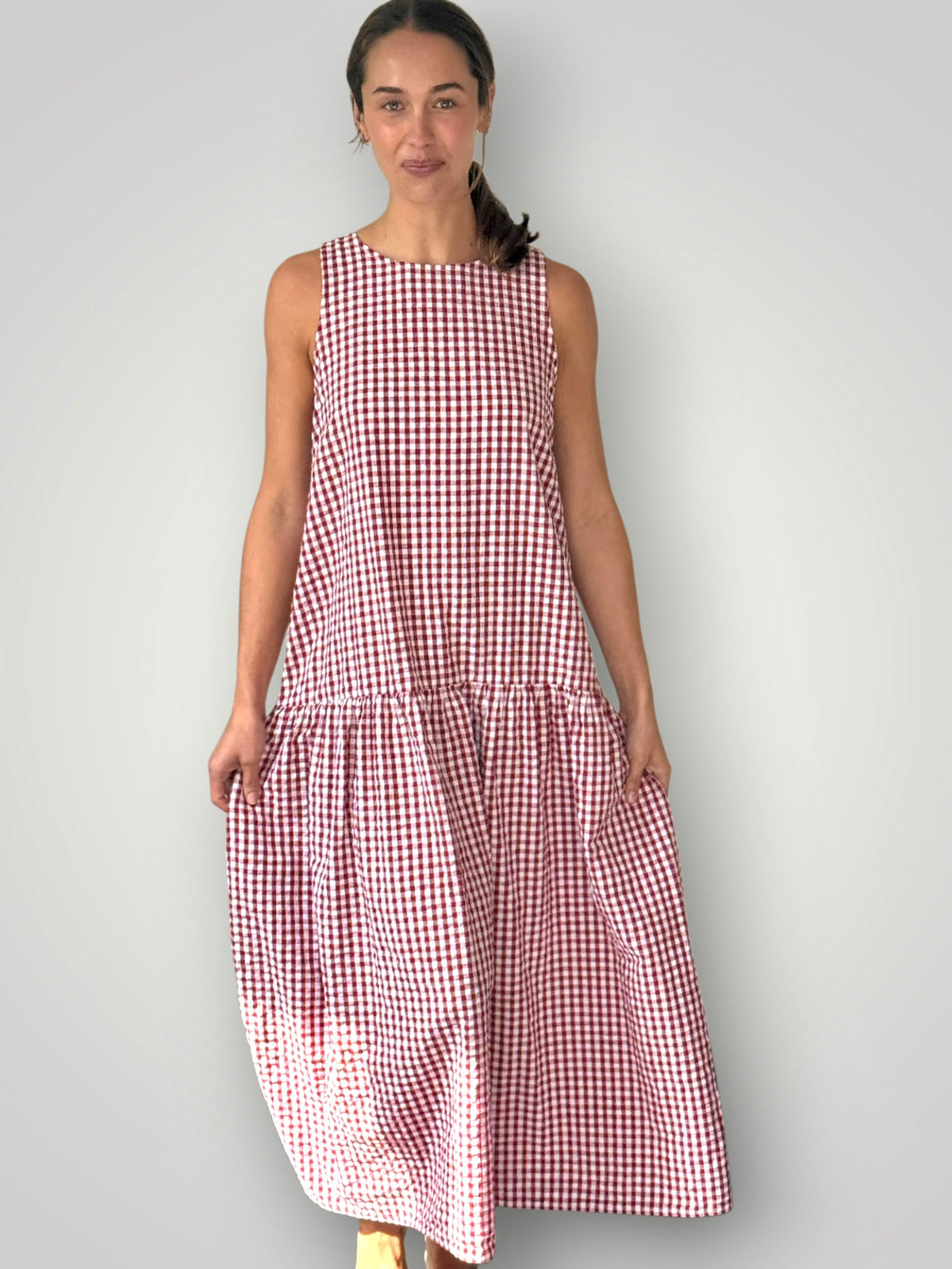 anna dress - red gingham cotton Apparel