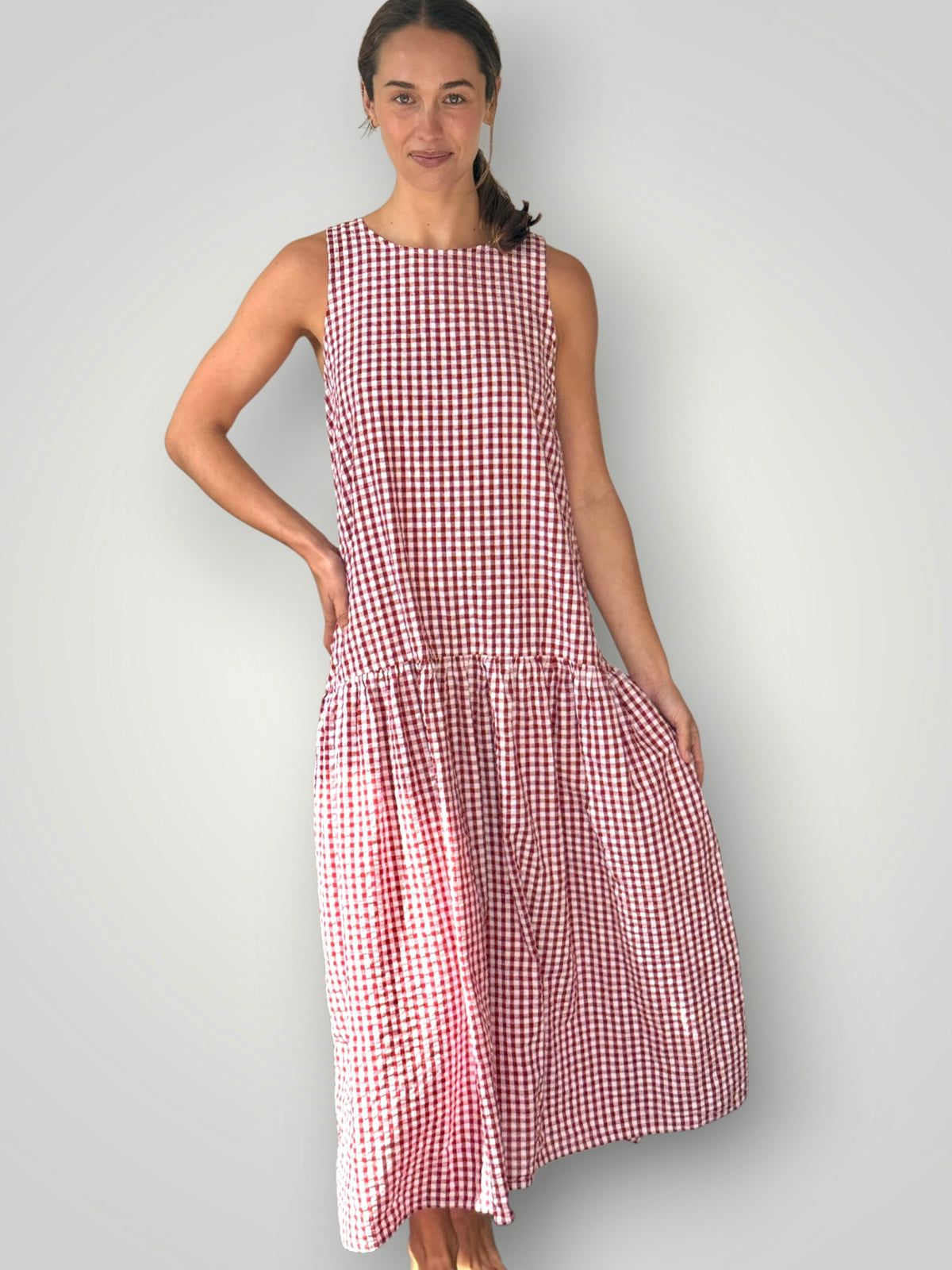 anna dress - red gingham cotton Apparel