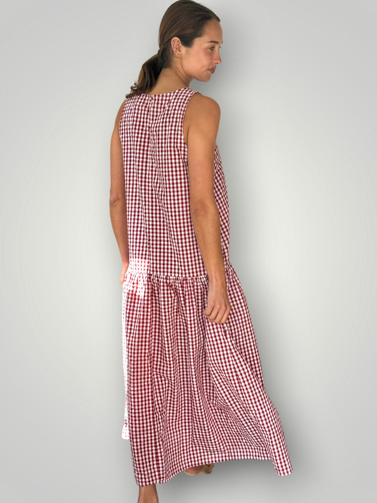 anna dress - red gingham cotton Apparel