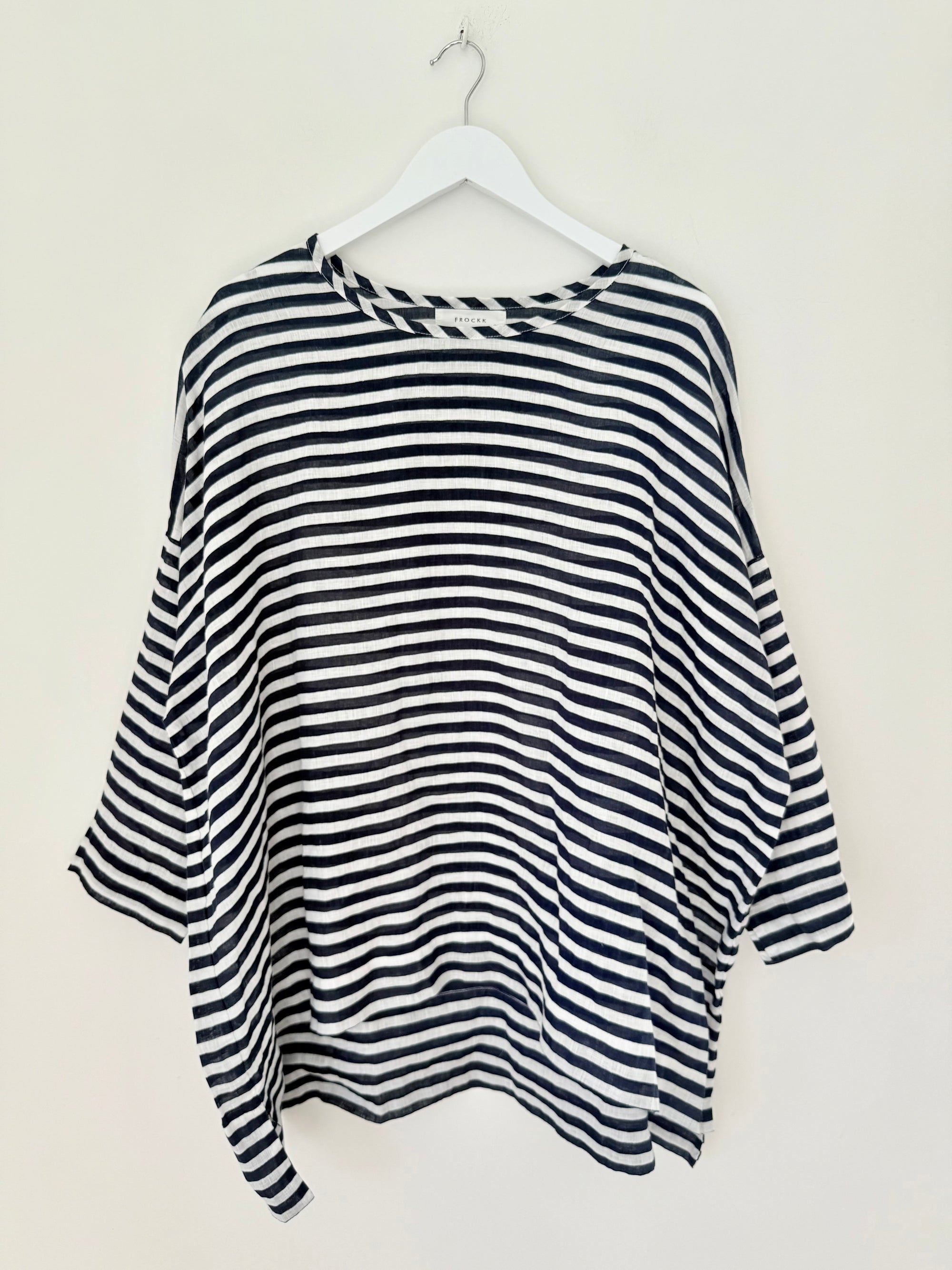 hunter top - navy stripe linen Apparel