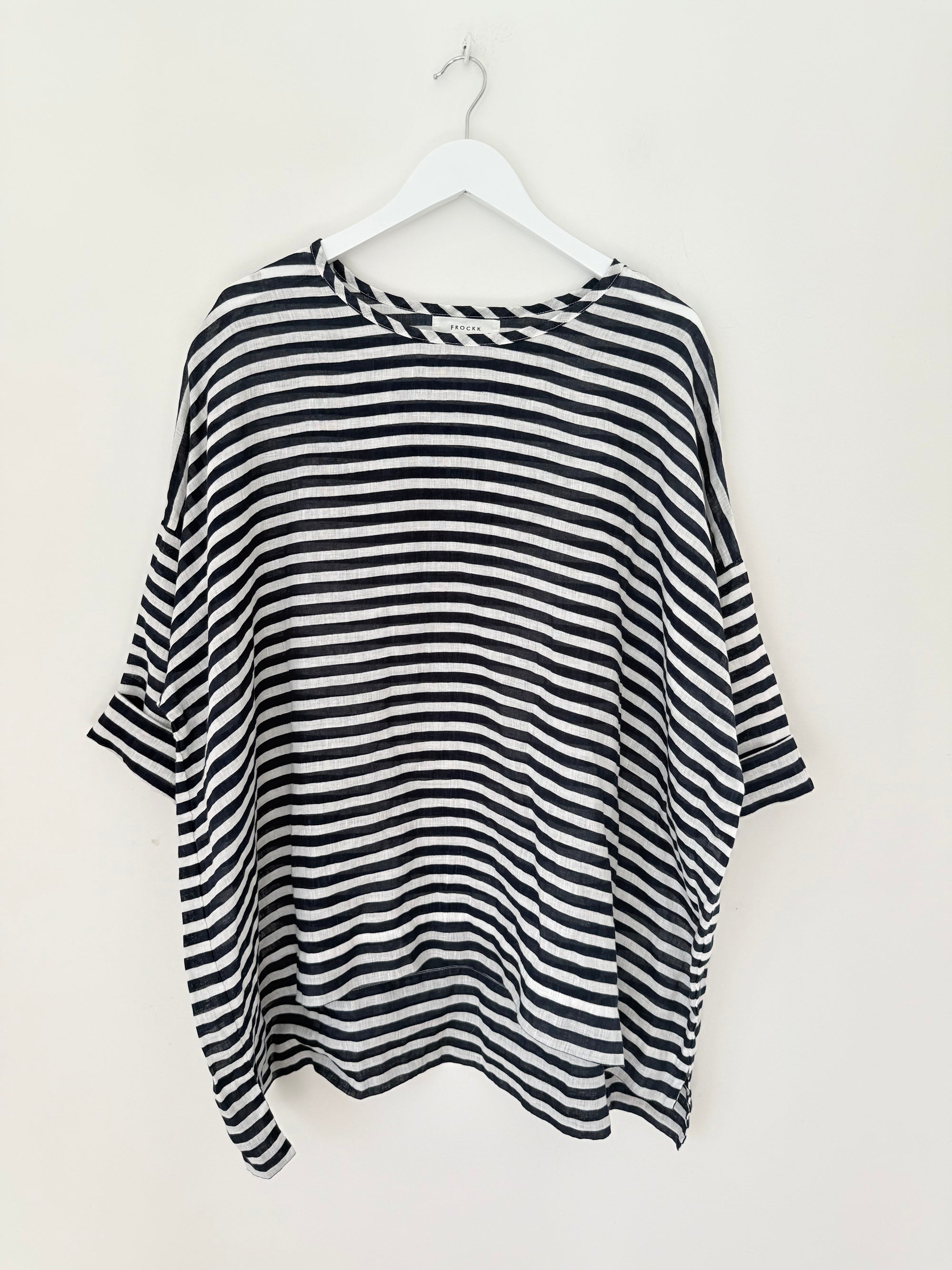 hunter top - navy stripe linen Apparel