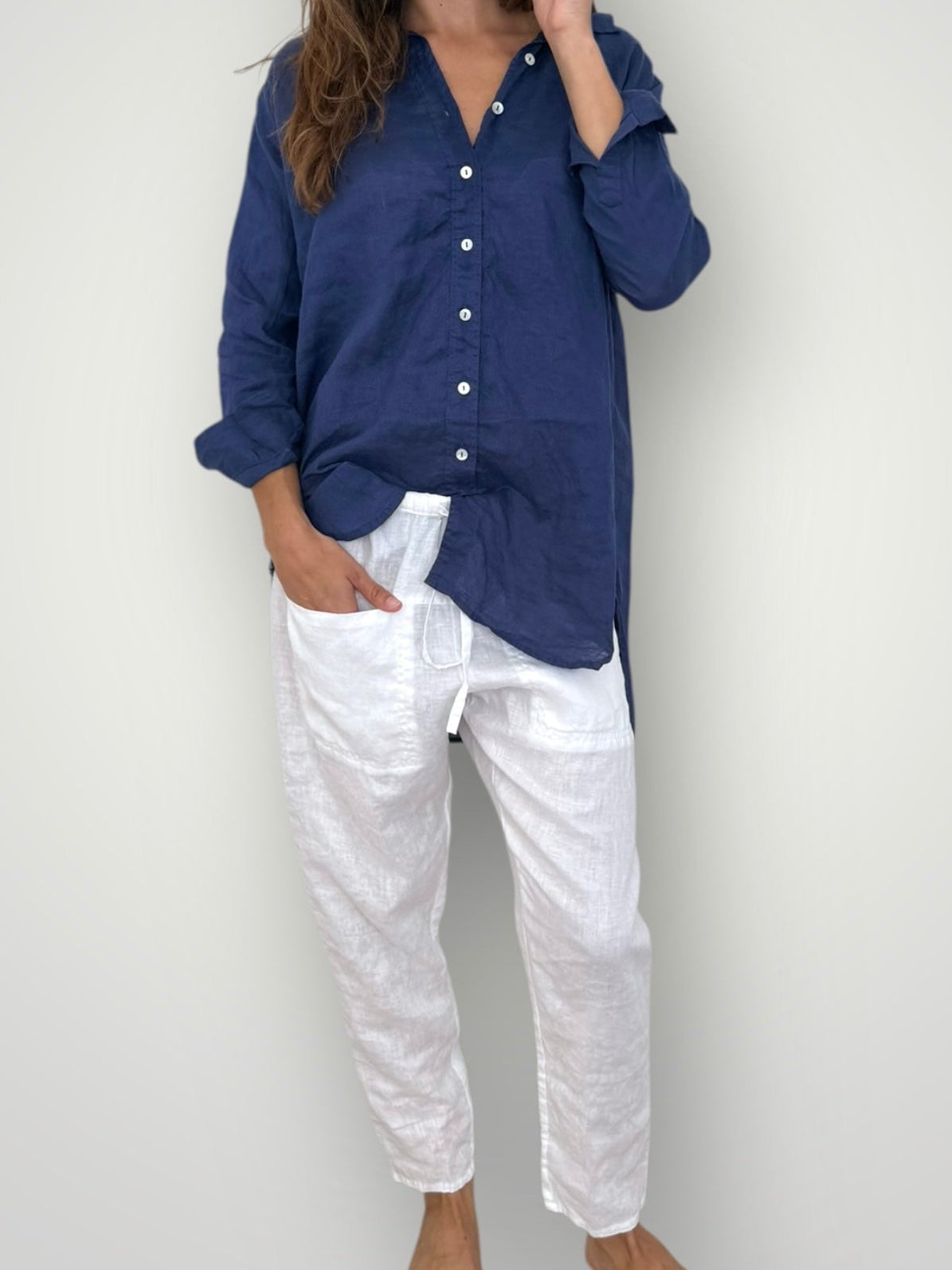 jessie pant-white linen Apparel