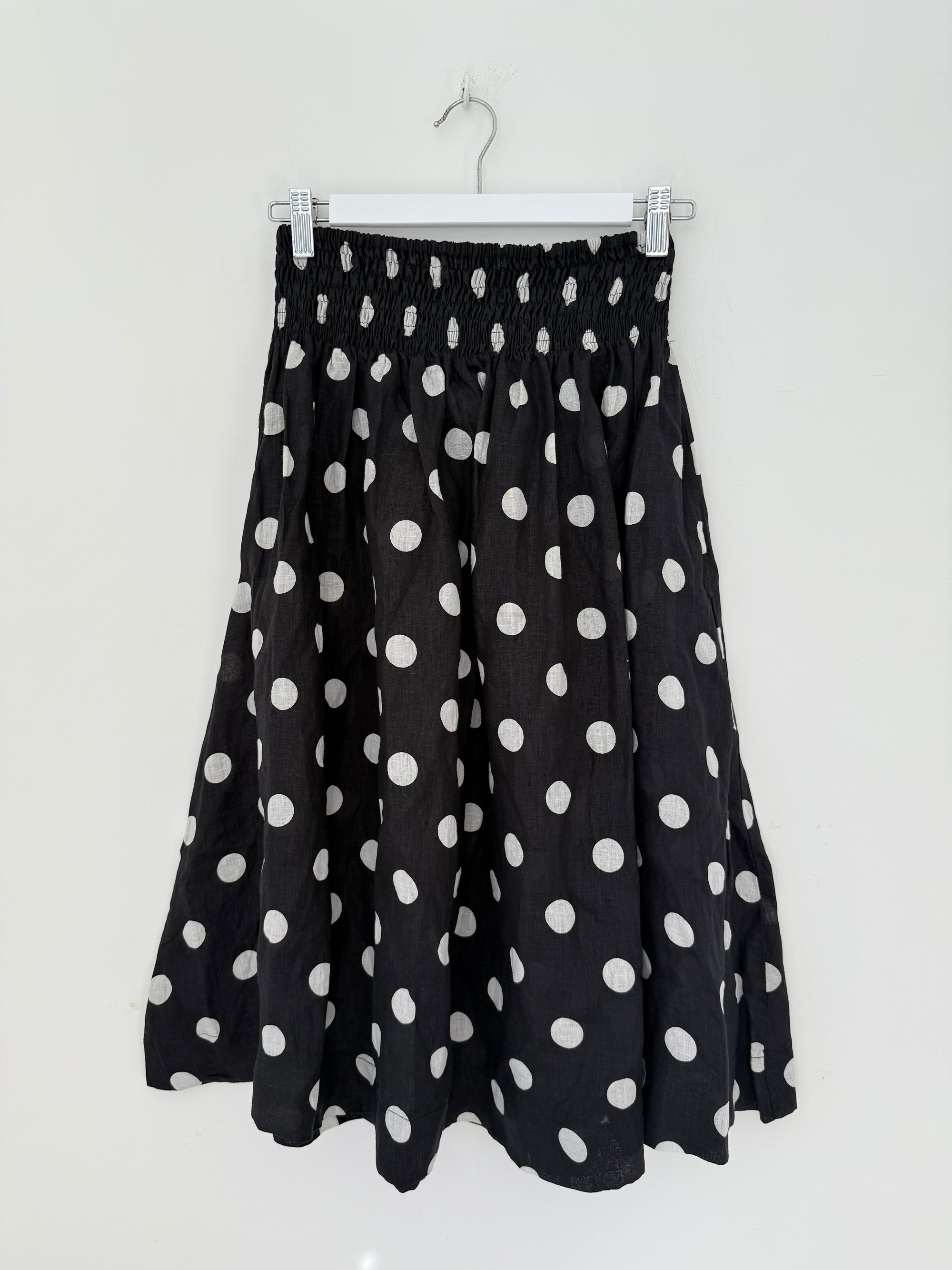 lola skirt - black spot linen Apparel