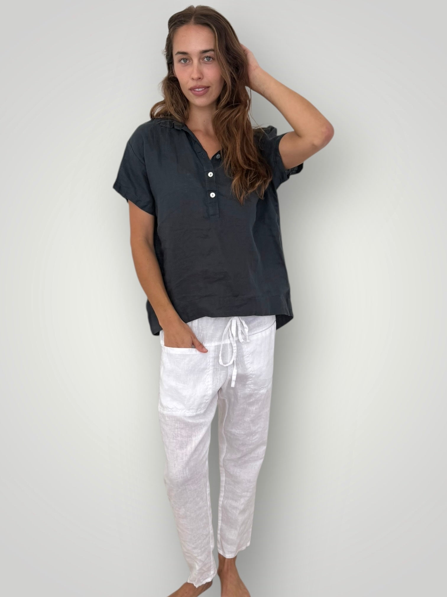 jessie pant-white linen Apparel