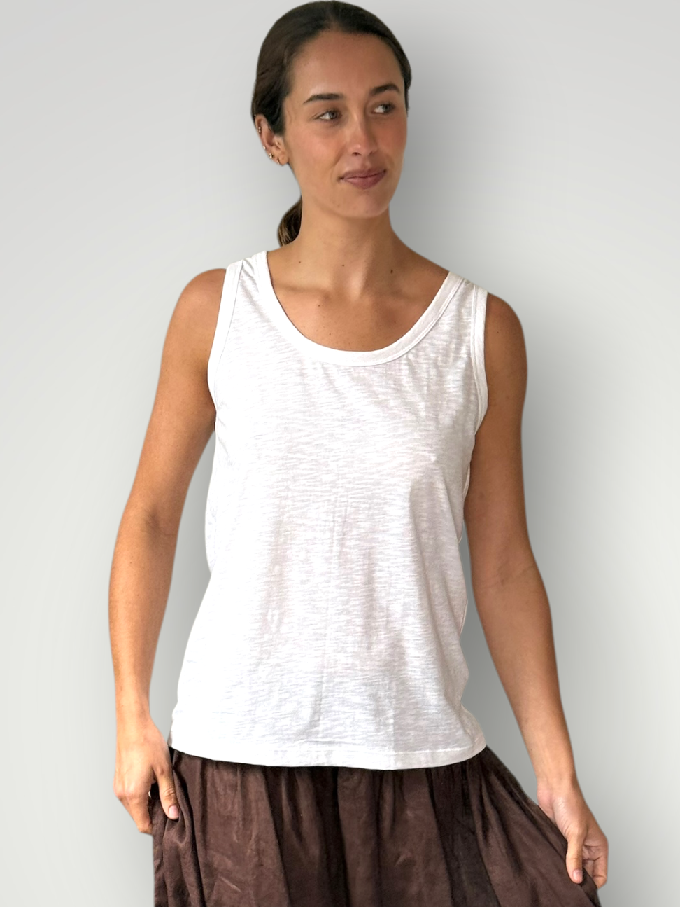 romy tank - white cotton Apparel