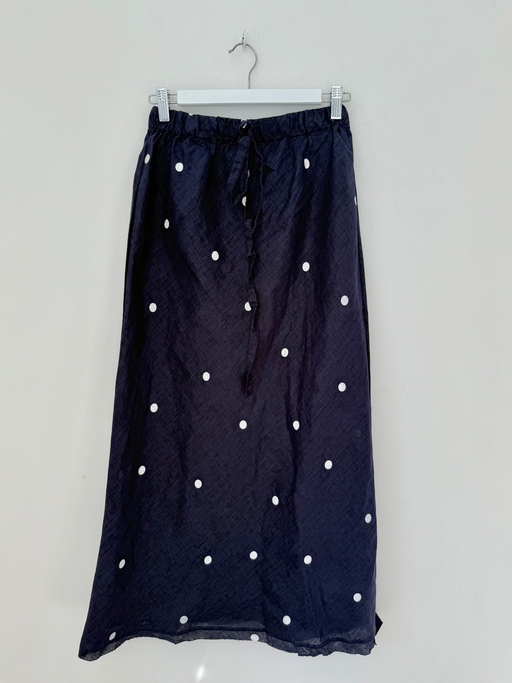 anthea skirt - navy dot linen Apparel