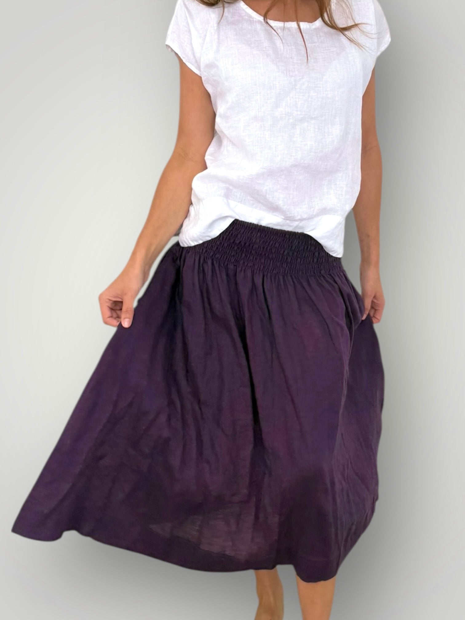 lola skirt - eggplant linen Apparel