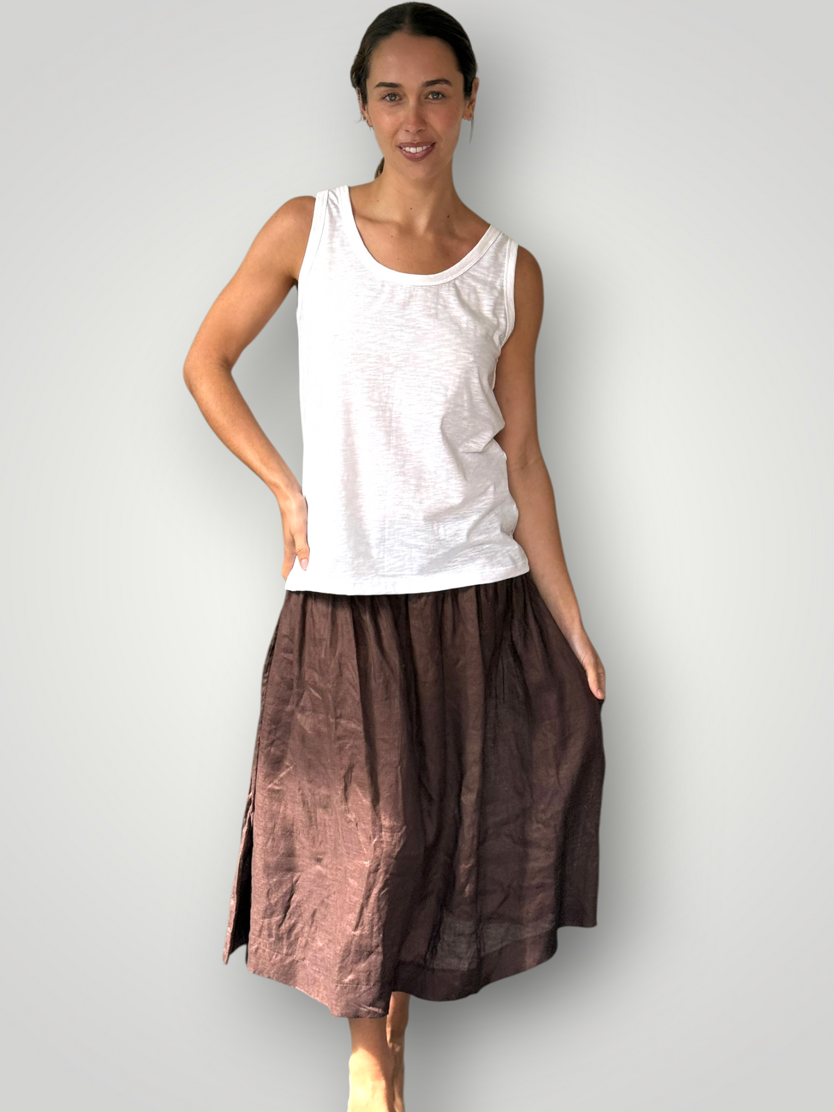 lola skirt - chocolate linen Apparel