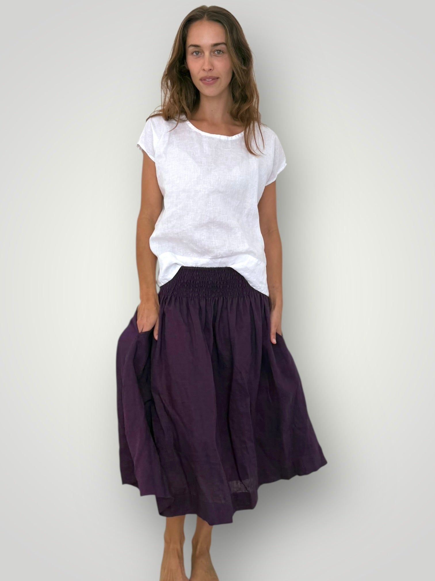 lola skirt - eggplant linen Apparel