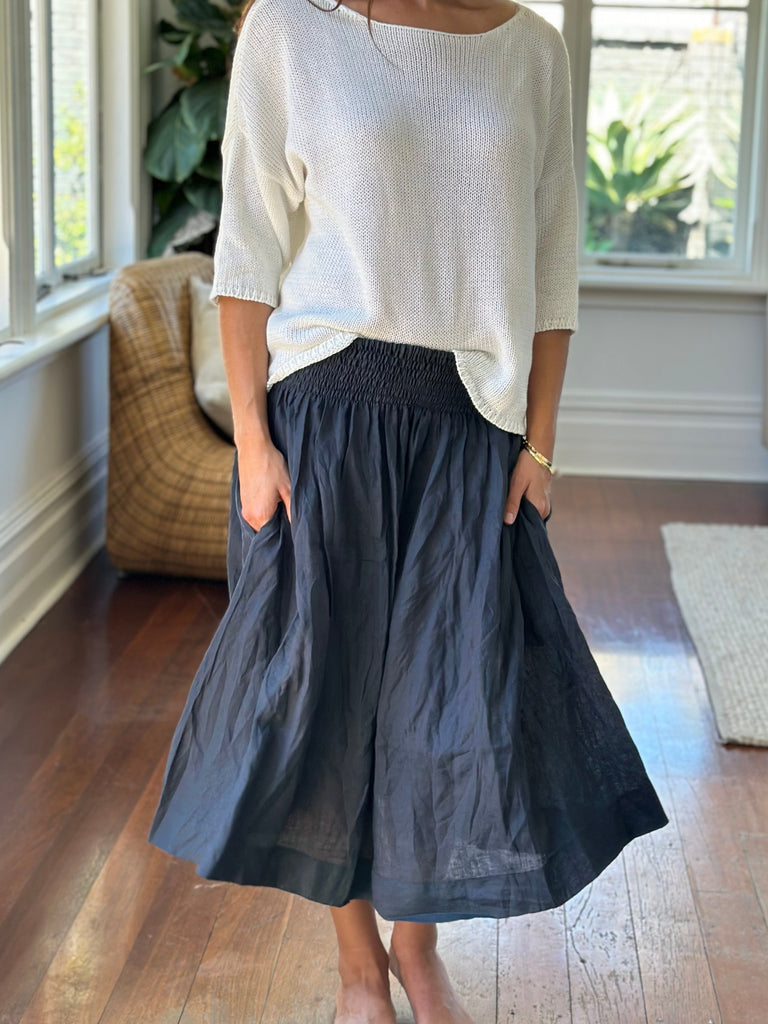 lola skirt - charcoal linen Apparel  