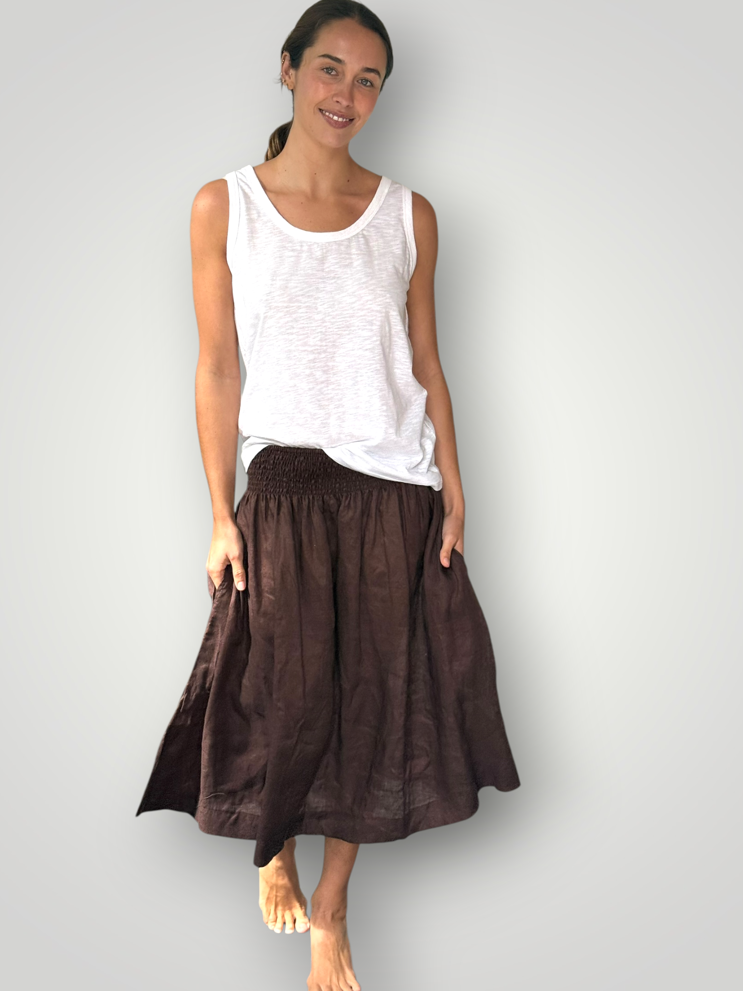 lola skirt - chocolate linen Apparel