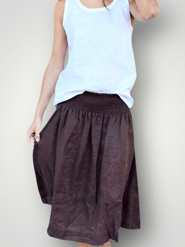 lola skirt - chocolate linen Apparel