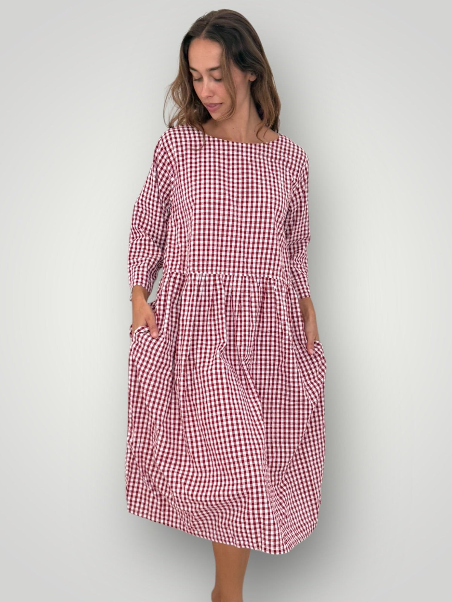 april dress - red gingham cotton Apparel