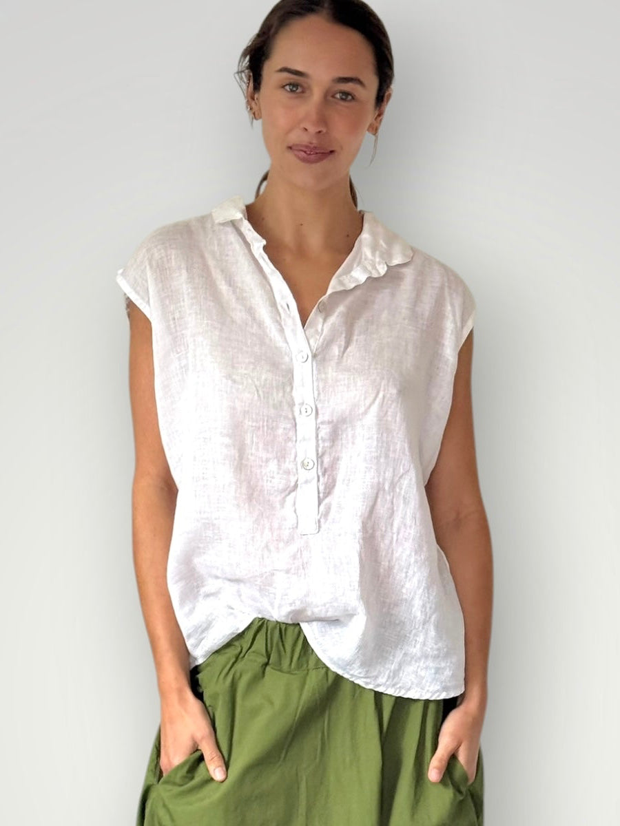 lexi top- white linen Apparel