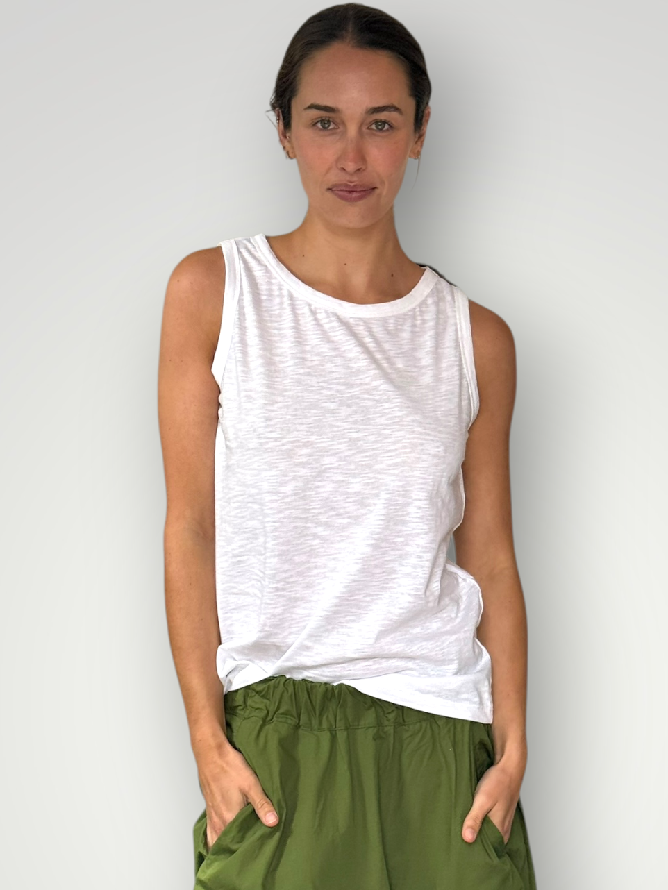 romy tank - white cotton Apparel