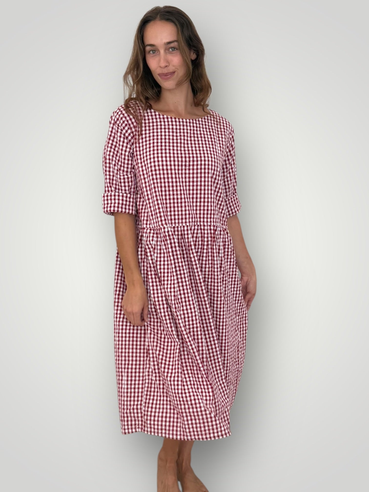 april dress - red gingham cotton Apparel