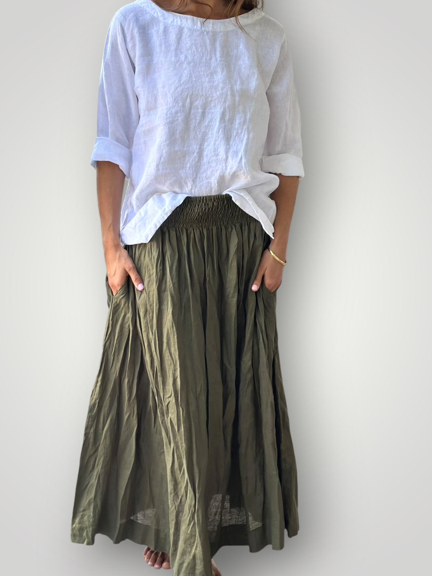 lulu skirt - army linen Apparel