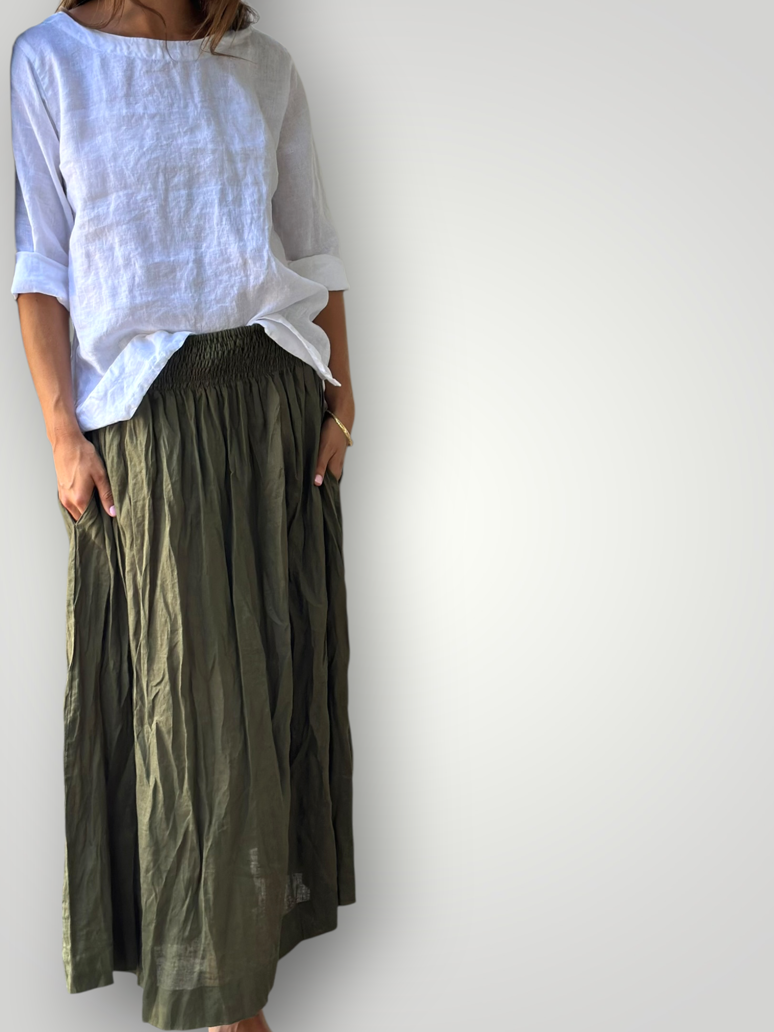 lulu skirt - army linen Apparel