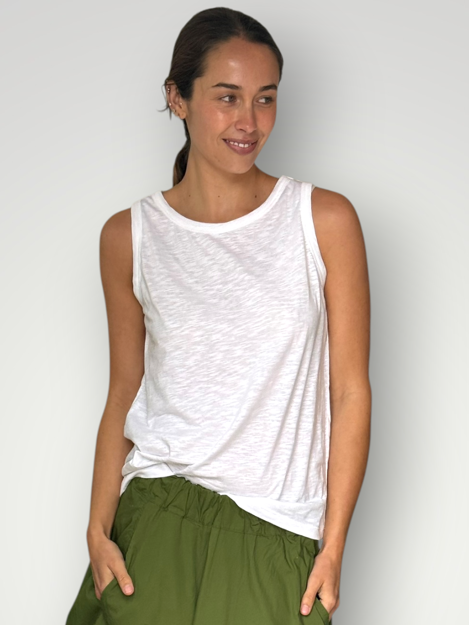romy tank - white cotton Apparel