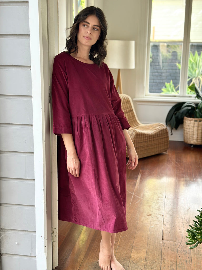 april dress - wine cord Apparel
