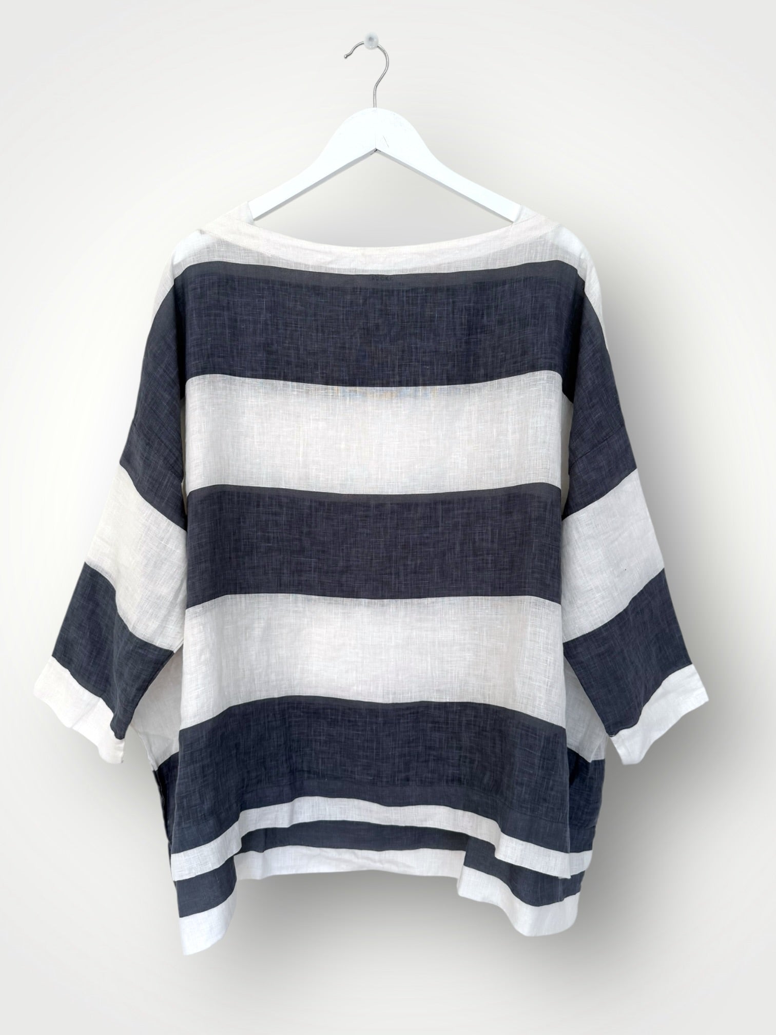 avril top - big grey stripe linen Apparel