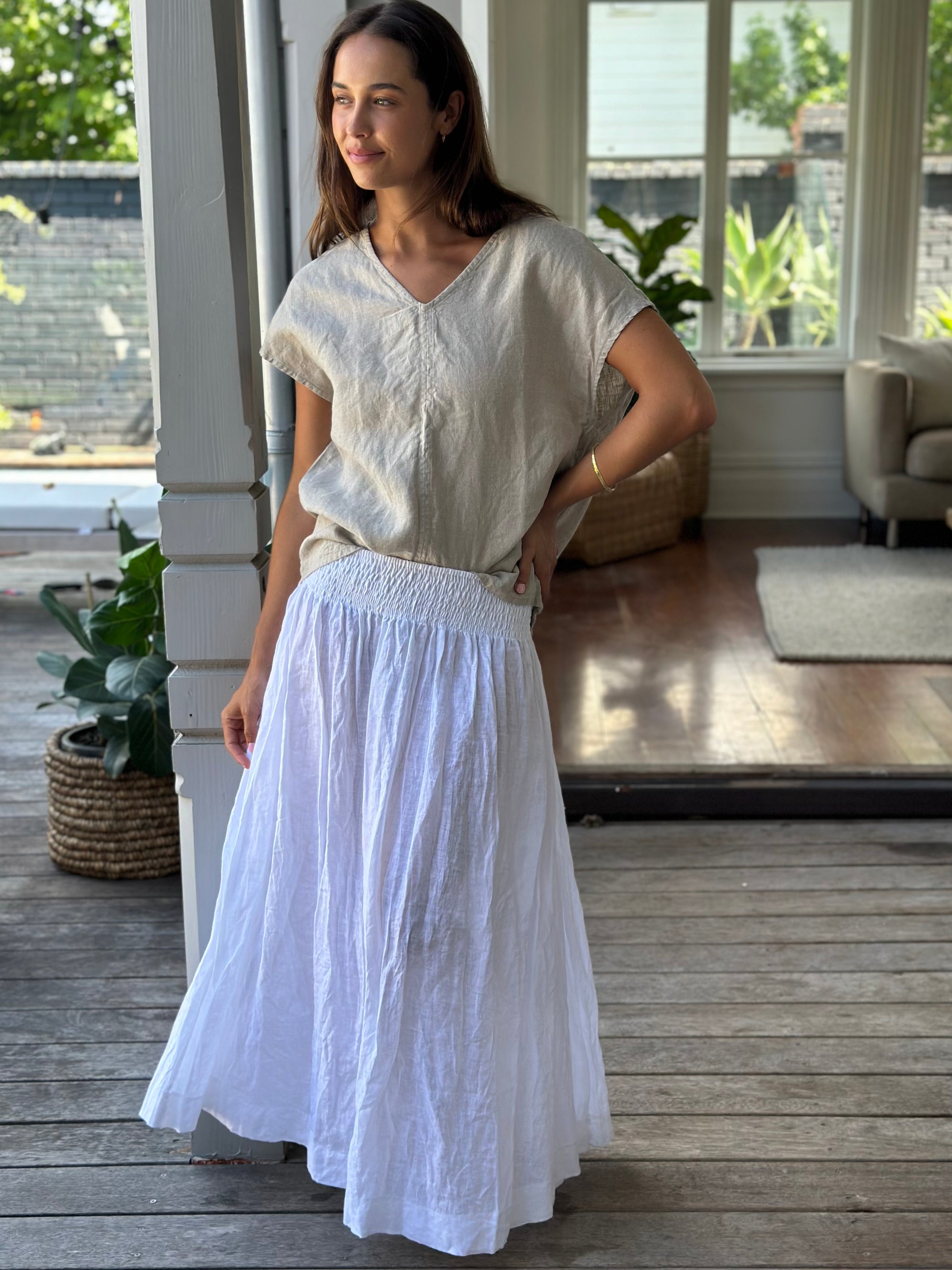 lulu skirt -white linen Apparel
