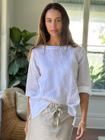 april top-white linen Apparel  
