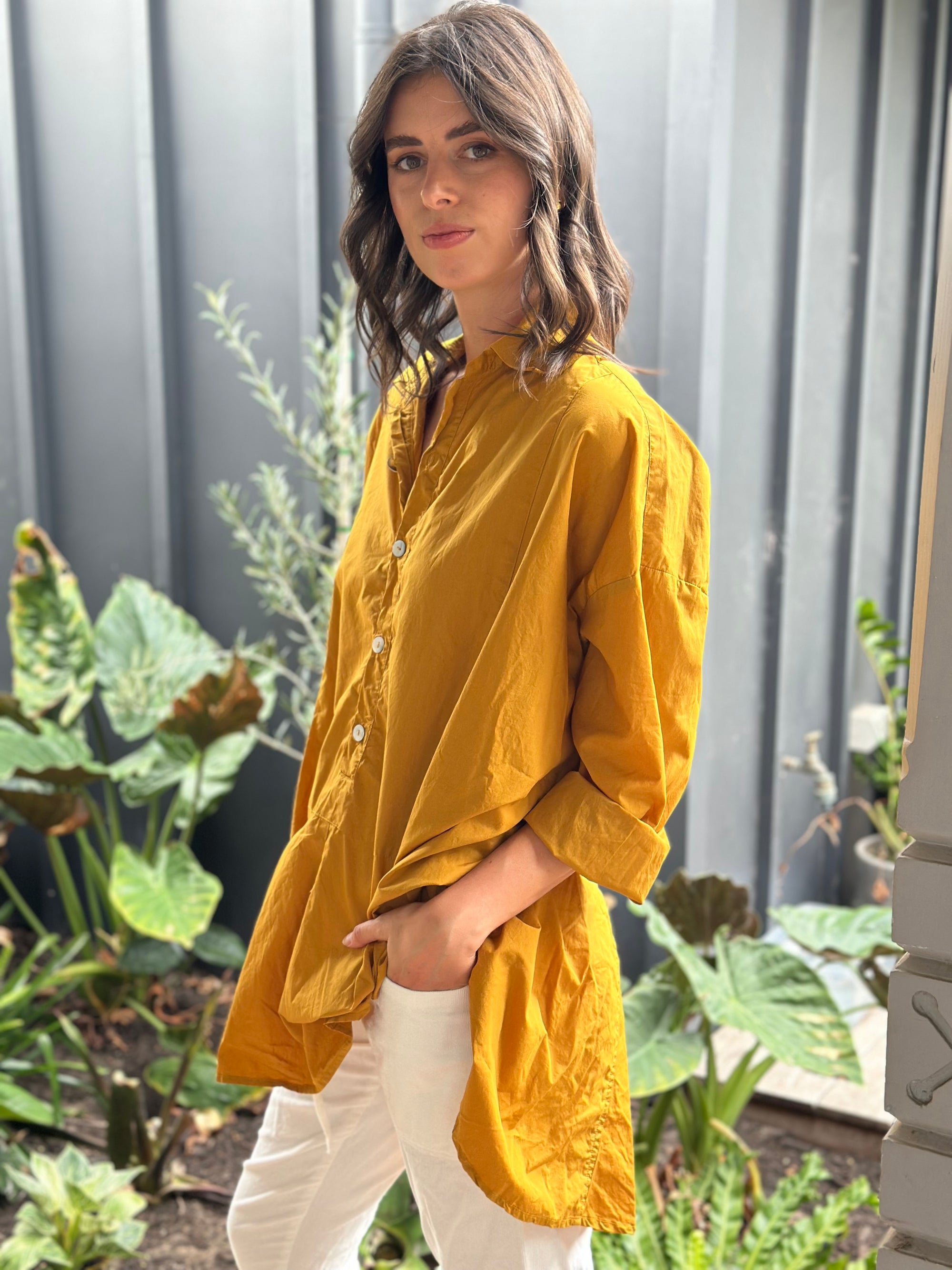 megan shirt - turmeric cotton Apparel