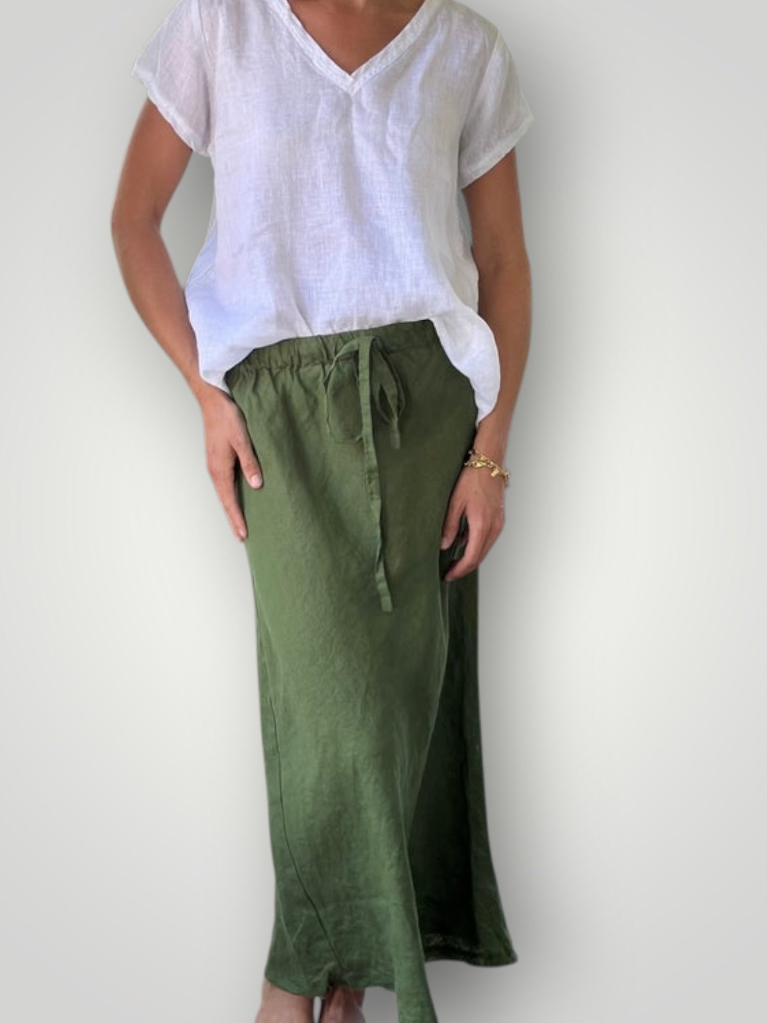 anthea skirt - moss linen Apparel