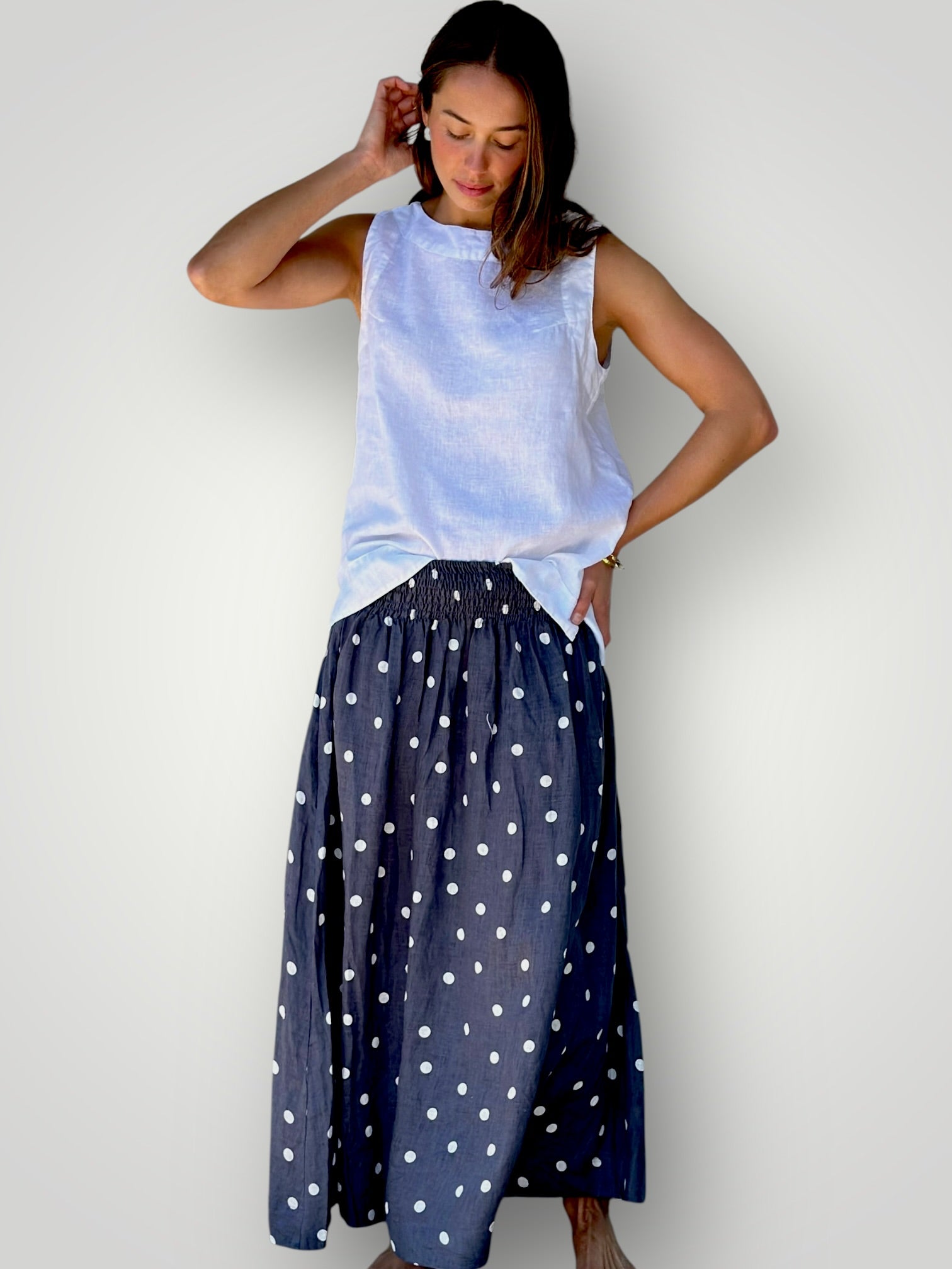 lulu skirt - charcoal spot linen Apparel
