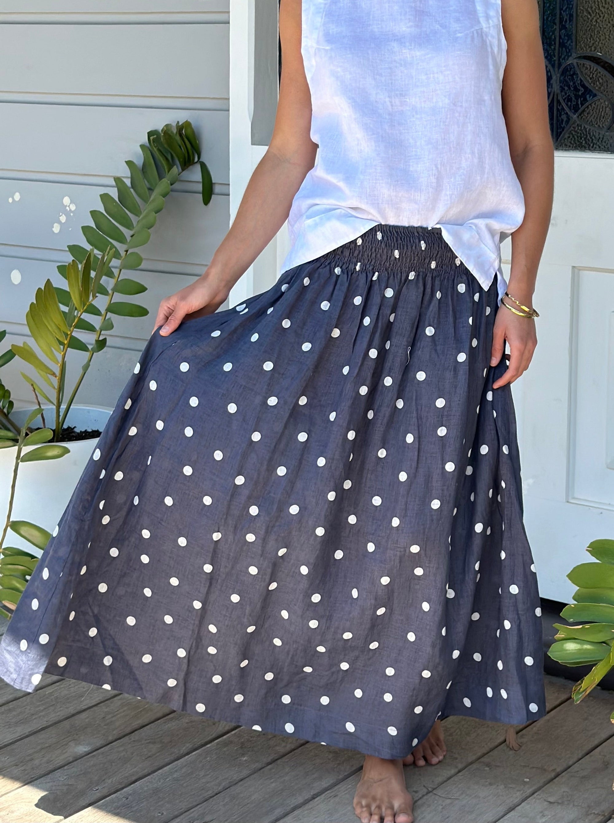 lulu skirt - grey spot linen Apparel