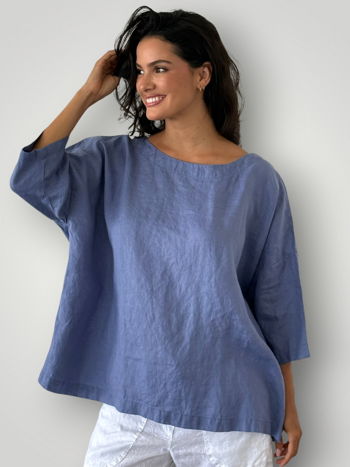 marita top - cornflower linen Apparel