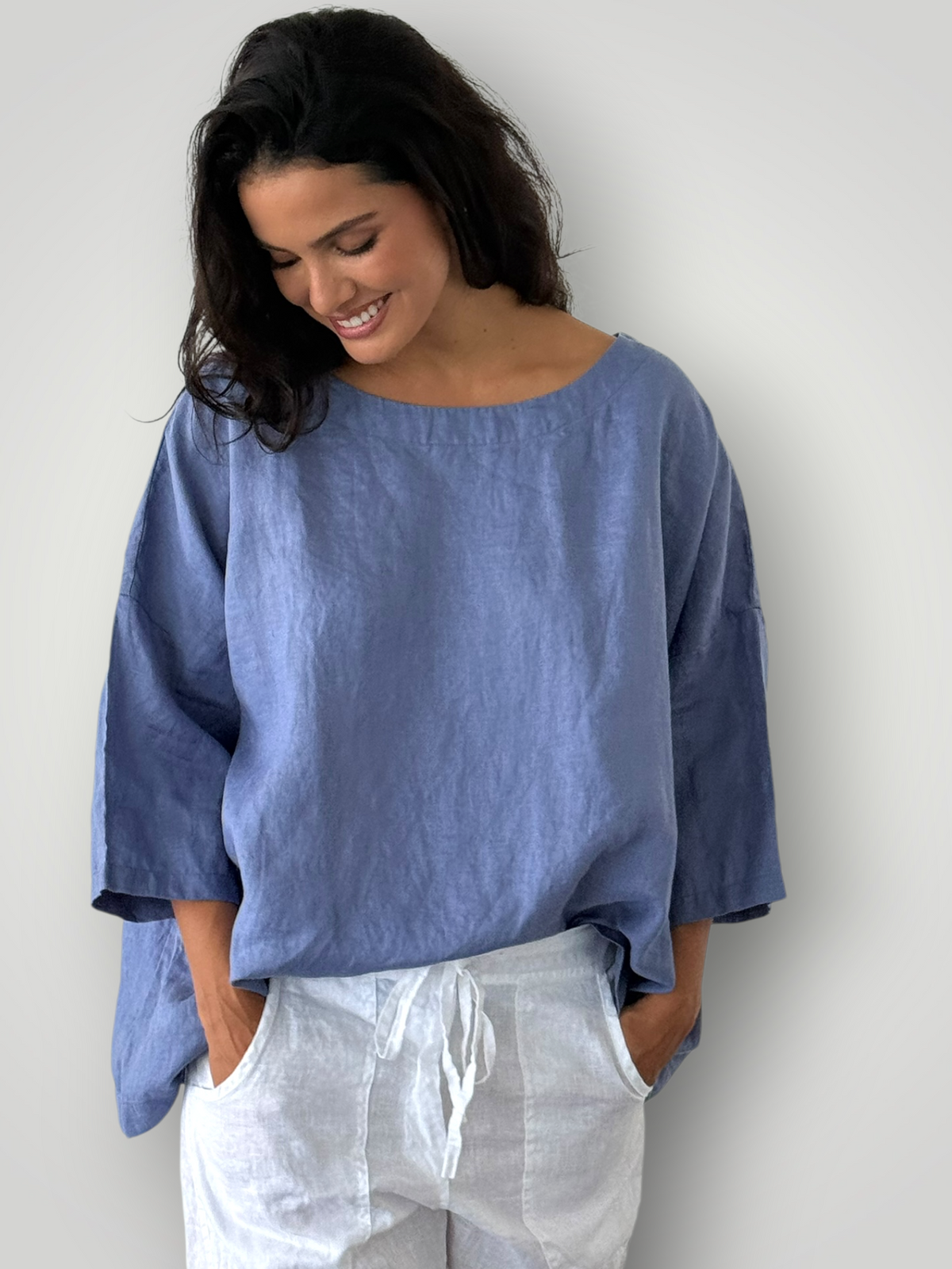marita top - cornflower linen Apparel