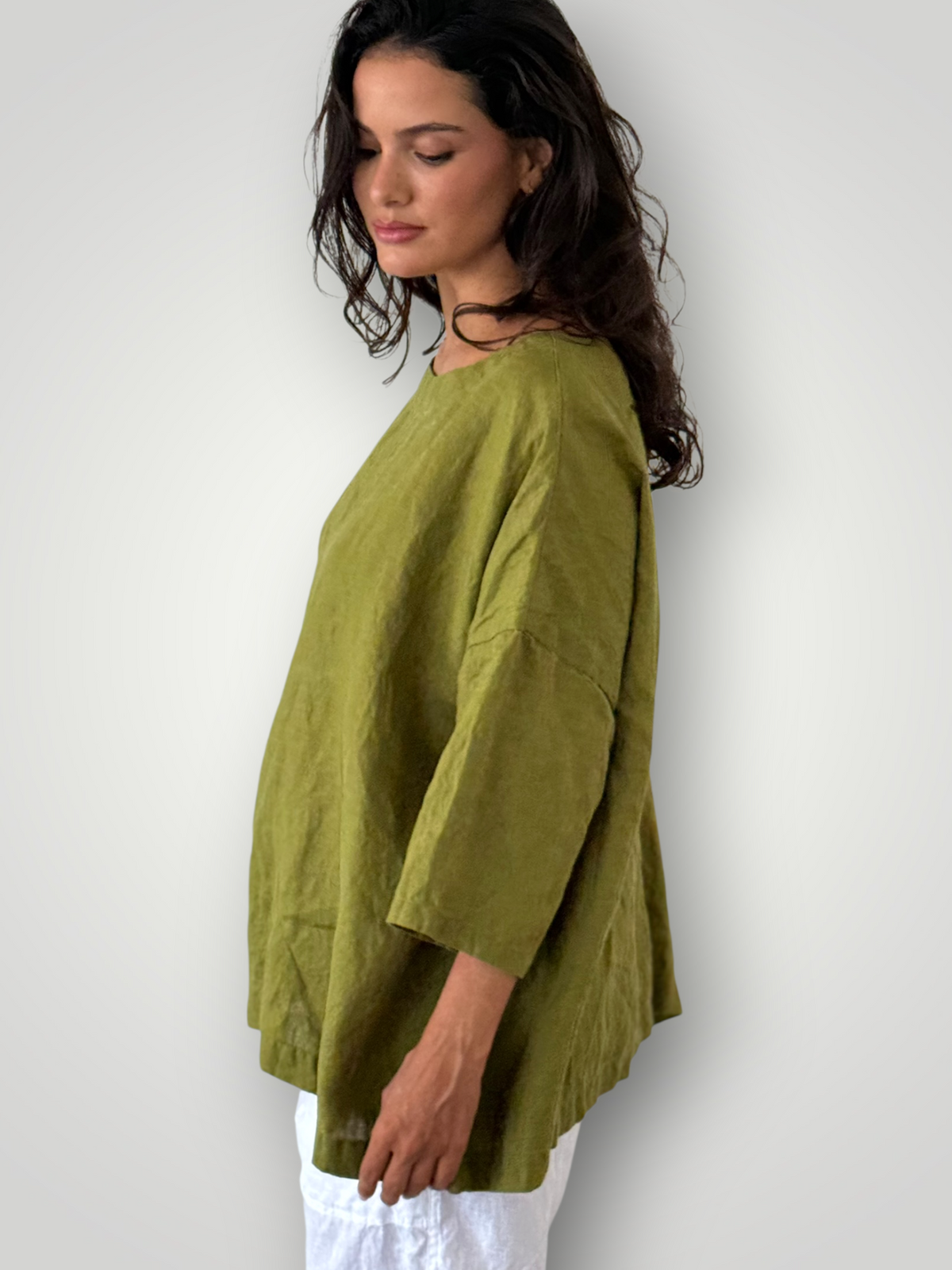 marita top - olive linen Apparel