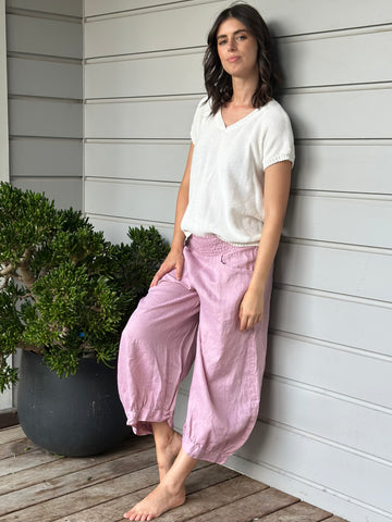 jackie pants - dusty rose linen Apparel