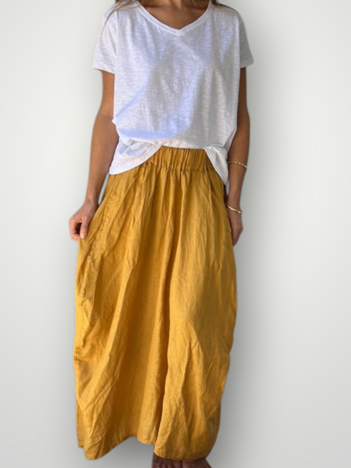 lana skirt - turmeric linen Apparel