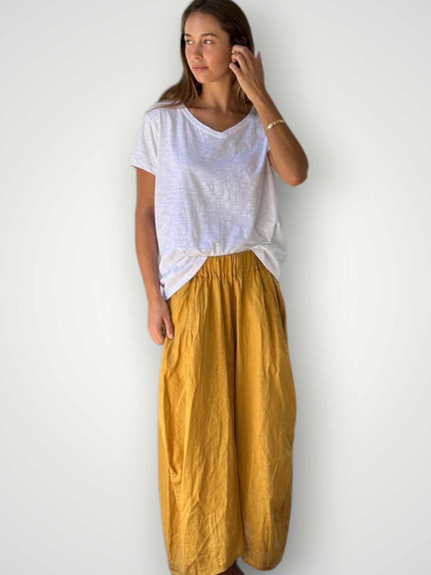lana skirt - turmeric linen Apparel