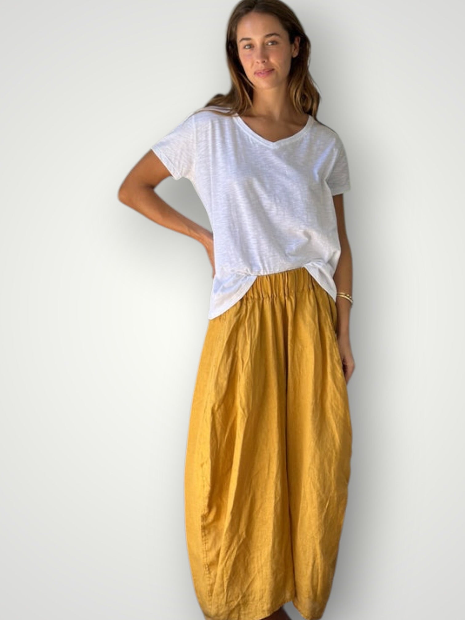 lana skirt - turmeric linen Apparel
