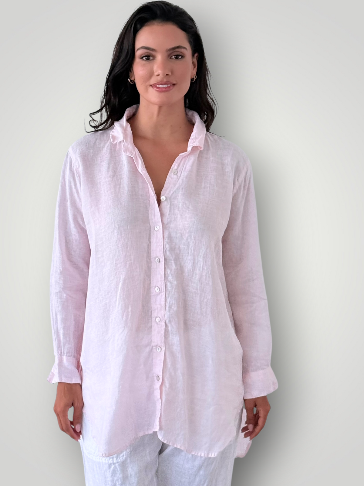 skyla shirt - soft pink linen Apparel