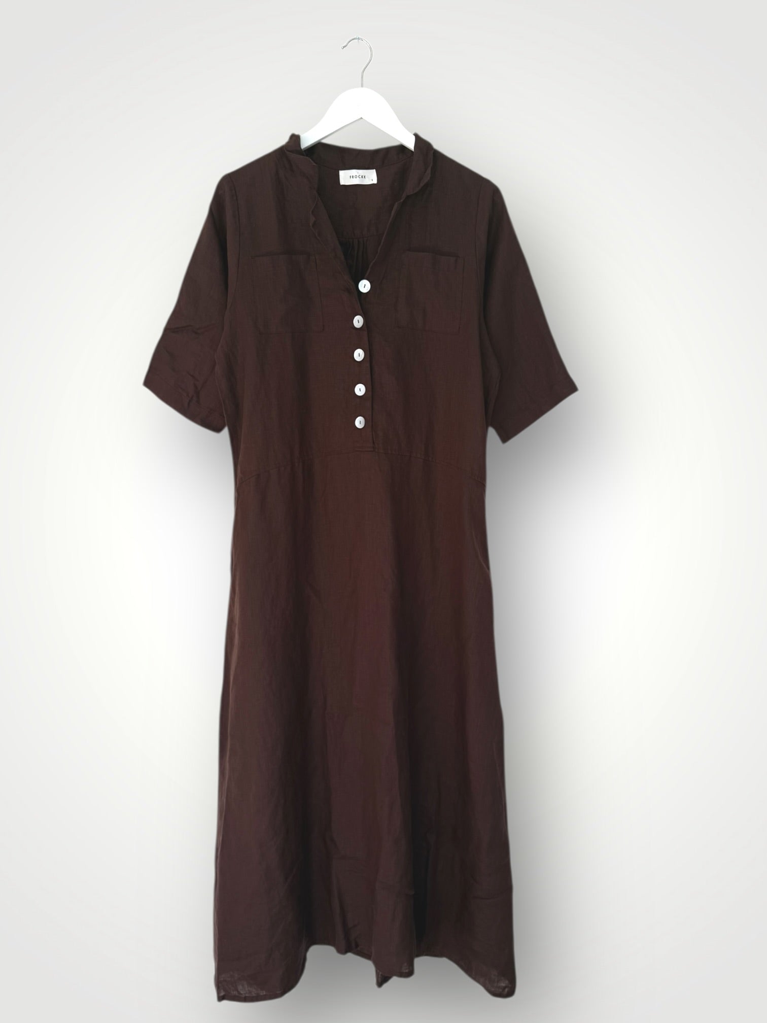 bridget dress - chocolate linen Apparel