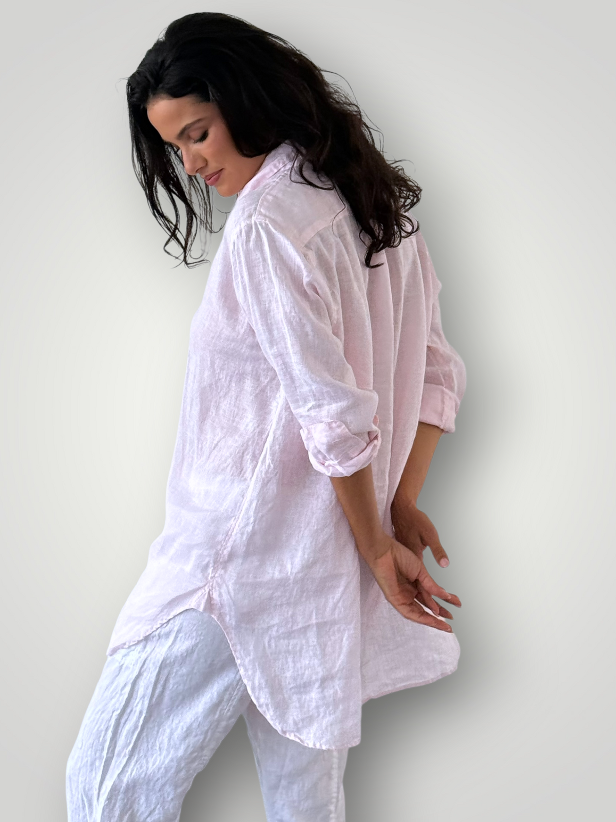 skyla shirt - soft pink linen Apparel