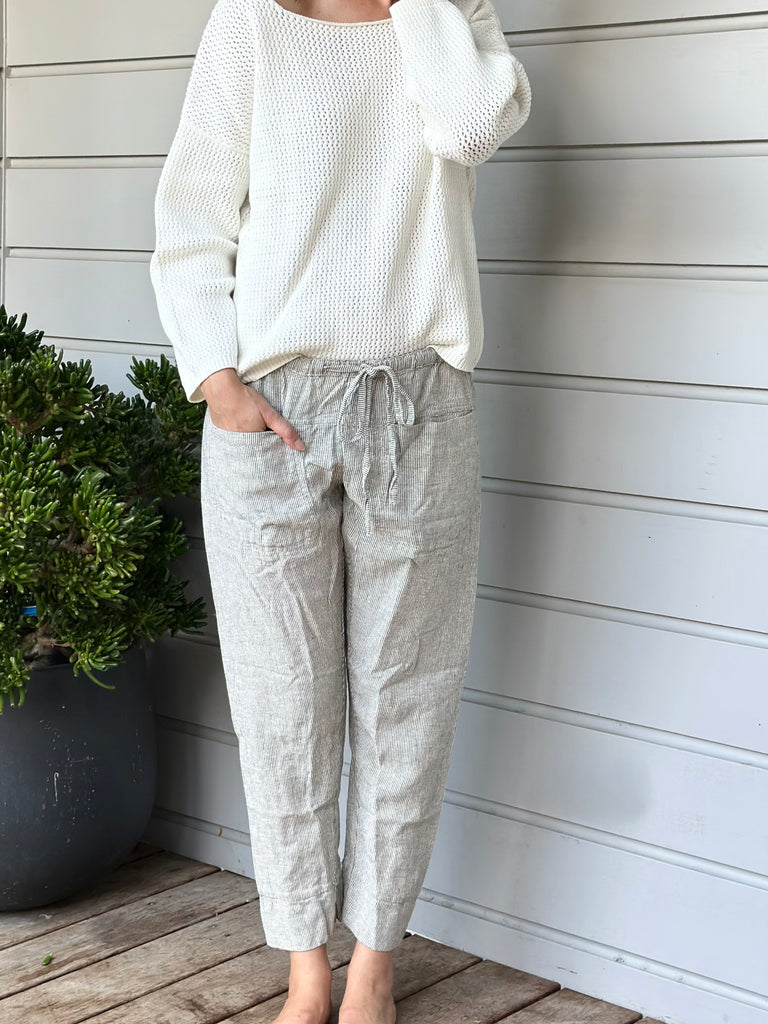 darcy pants - fine grey stripe linen Apparel