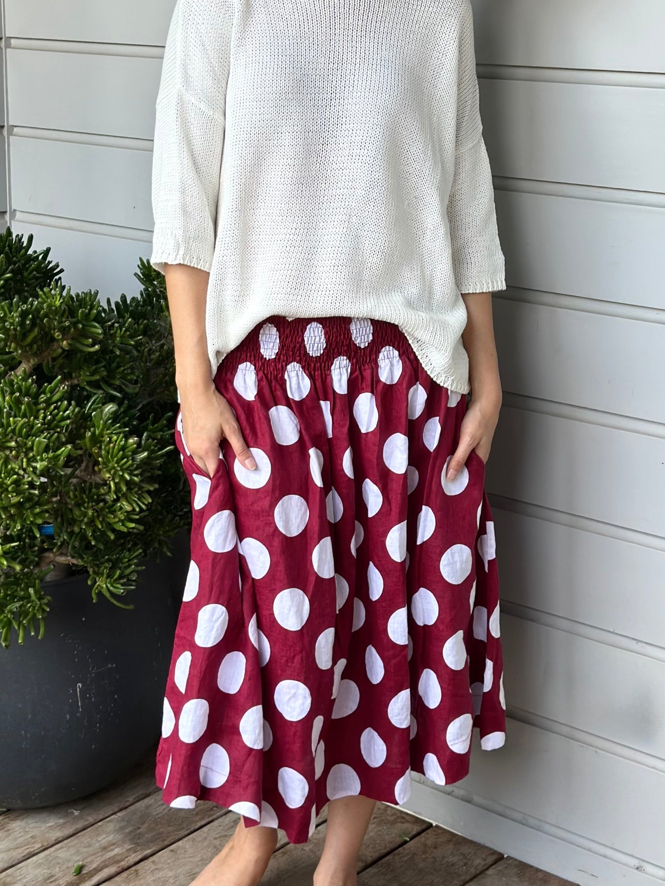 lola skirt - big wine spot linen Apparel
